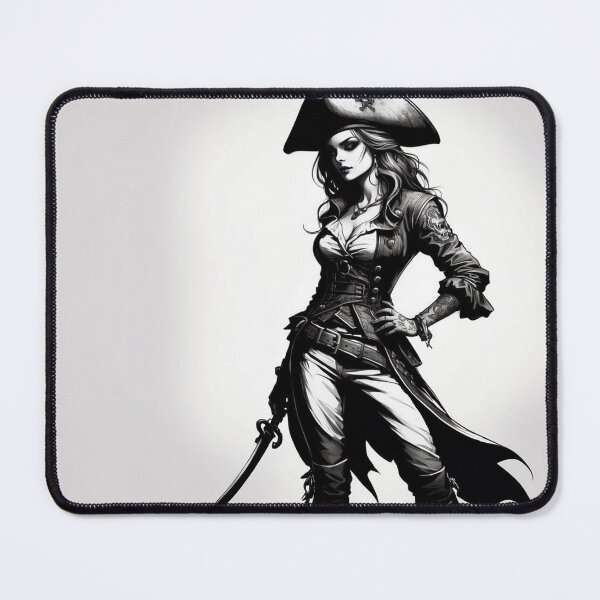 Item preview, Fearless Pirate Commander - Monochrome Illustration designed and sold by photoparadise22.