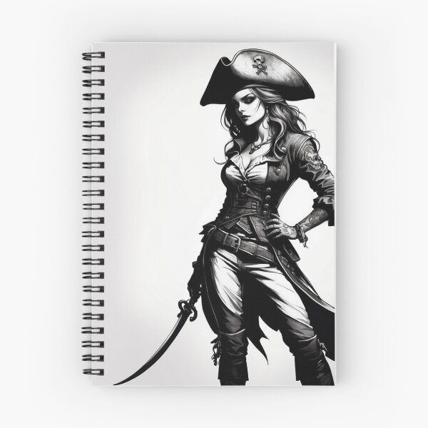 Item preview, Fearless Pirate Commander - Monochrome Illustration designed and sold by photoparadise22.