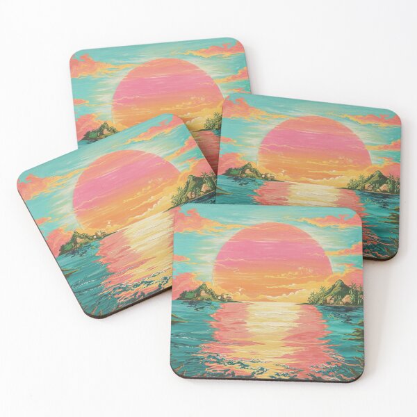 Item preview, Blue and Orange Tropical Ocean Sunset painting designed and sold by Tamas Das.