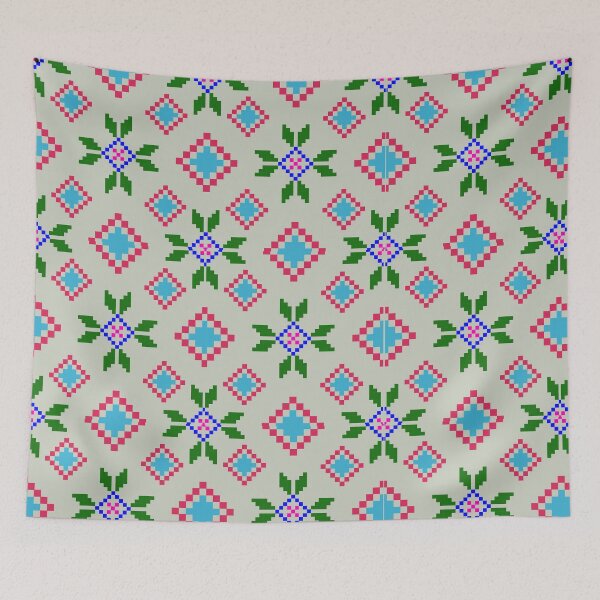 Item preview, pixel fabric picture of flowers designed and sold by lotus2lin.