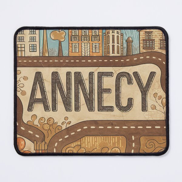Item preview, Vintage Annecy City of France Whimsical Retro Doodle Typography Art designed and sold by Witty Shirts.
