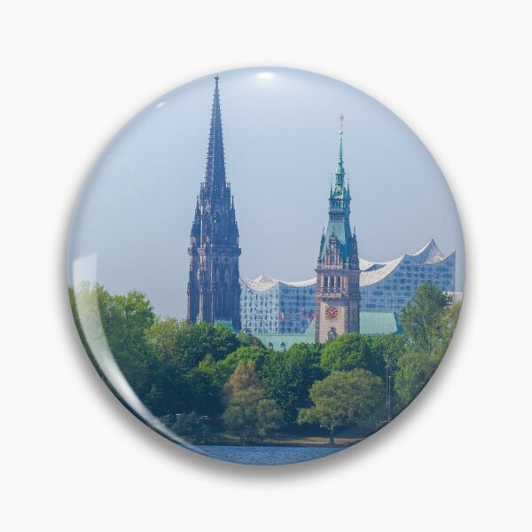 Item preview, Outer Alster with town hall, Elbphilharmonie and former main church St. Nikolai designed and sold by Torsten  Krüger.