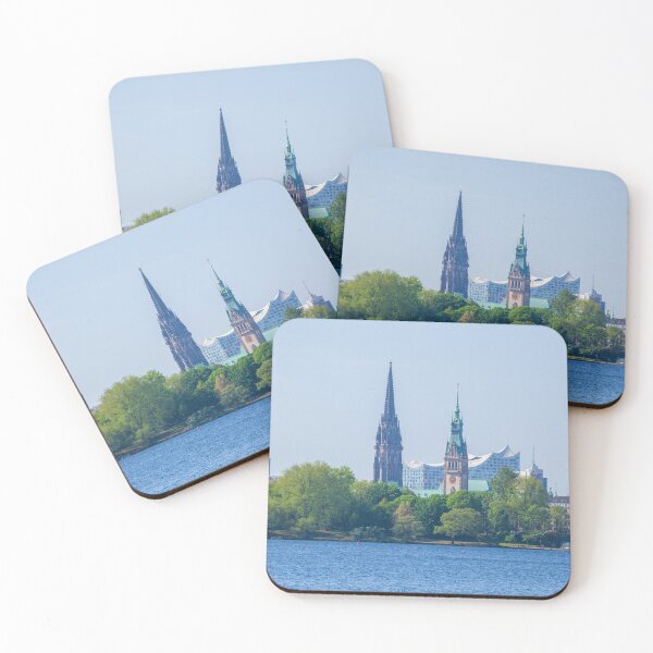 Item preview, Outer Alster with town hall, Elbphilharmonie and former main church St. Nikolai designed and sold by Torsten  Krüger.