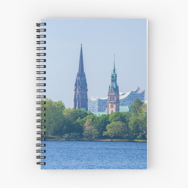 Item preview, Outer Alster with town hall, Elbphilharmonie and former main church St. Nikolai designed and sold by Torsten  Krüger.