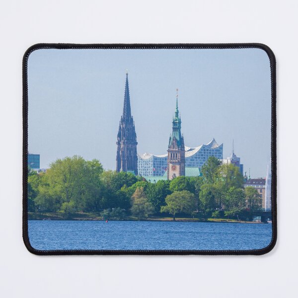Item preview, Outer Alster with town hall, Elbphilharmonie and former main church St. Nikolai designed and sold by Torsten  Krüger.