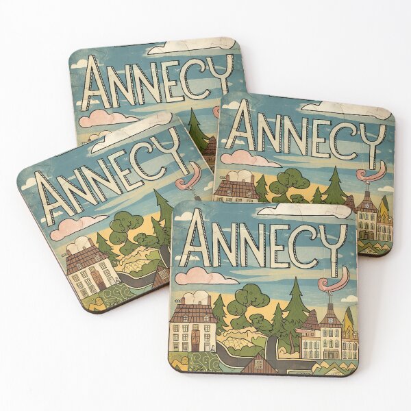 Item preview, Vintage Annecy City of France Whimsical Retro Doodle Typography Art designed and sold by Witty Shirts.