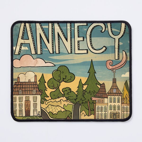 Item preview, Vintage Annecy City of France Whimsical Retro Doodle Typography Art designed and sold by Witty Shirts.
