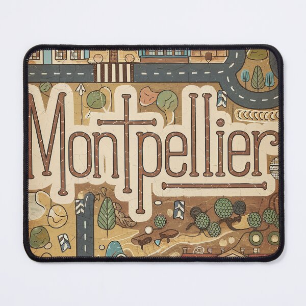 Item preview, Vintage Montpellier City of France Whimsical Retro Doodle Typography Art designed and sold by Witty Shirts.