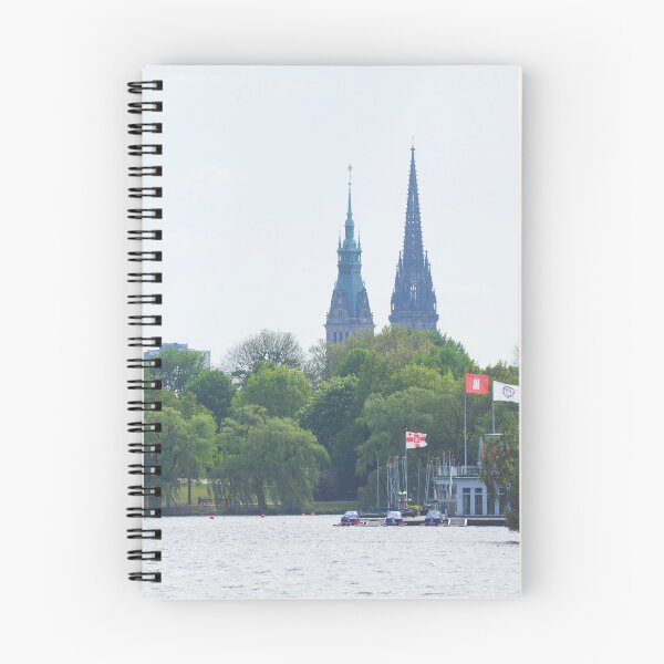 Item preview, Outer Alster with boat dock, town hall and former main church St. Nikolai designed and sold by Torsten  Krüger.