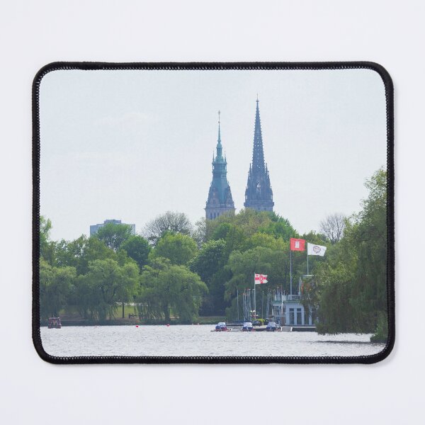 Item preview, Outer Alster with boat dock, town hall and former main church St. Nikolai designed and sold by Torsten  Krüger.