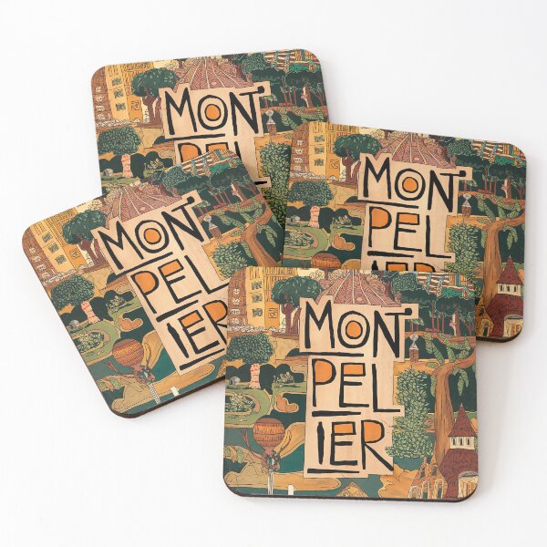 Item preview, Vintage Montpellier City of France Whimsical Retro Doodle Typography Art designed and sold by Witty Shirts.