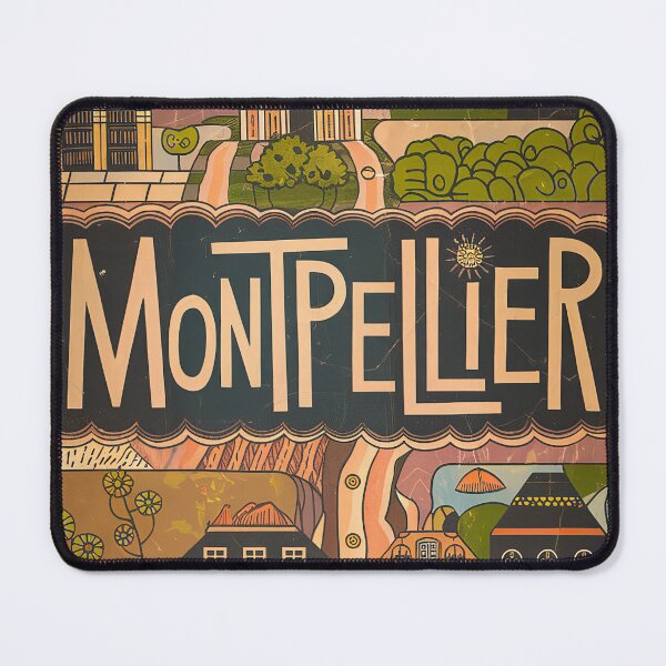 Item preview, Vintage Montpellier City of France Whimsical Retro Doodle Typography Art designed and sold by Witty Shirts.