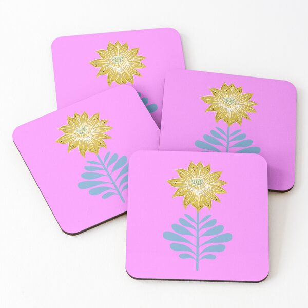 Item preview, Retro Vintage Fantasy Flowers in neon yellow and neon pink designed and sold by colorofmagic.