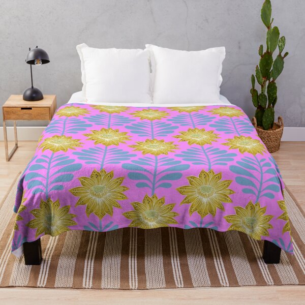 Item preview, Retro Vintage Fantasy Flowers in neon yellow and neon pink designed and sold by colorofmagic.