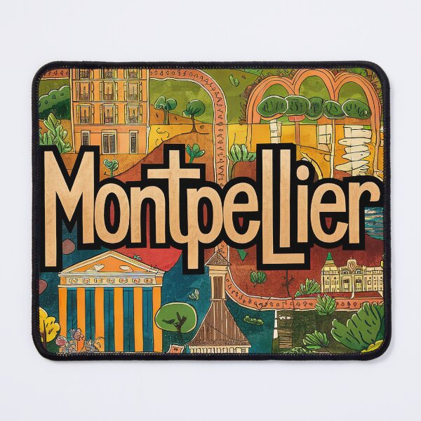 Item preview, Vintage Montpellier City of France Whimsical Retro Doodle Typography Art designed and sold by Witty Shirts.