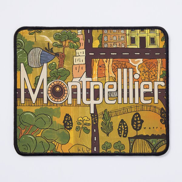 Item preview, Vintage Montpellier City of France Whimsical Retro Doodle Typography Art designed and sold by Witty Shirts.