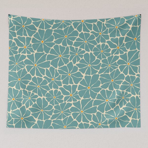 Item preview, Matisse inspired retro floral in blue designed and sold by EarthFaeryDSGN.