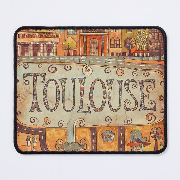 Item preview, Vintage Toulouse City of France Whimsical Retro Doodle Typography Art designed and sold by Witty Shirts.