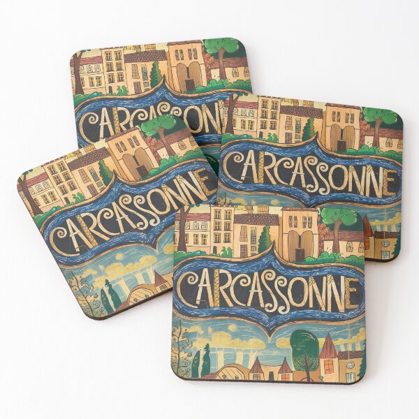 Item preview, Vintage Carcassonne City of France Whimsical Retro Doodle Typography Art designed and sold by Witty Shirts.