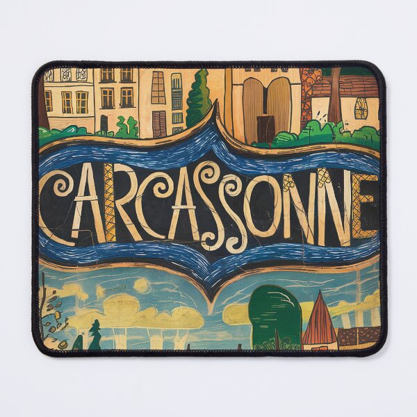 Item preview, Vintage Carcassonne City of France Whimsical Retro Doodle Typography Art designed and sold by Witty Shirts.