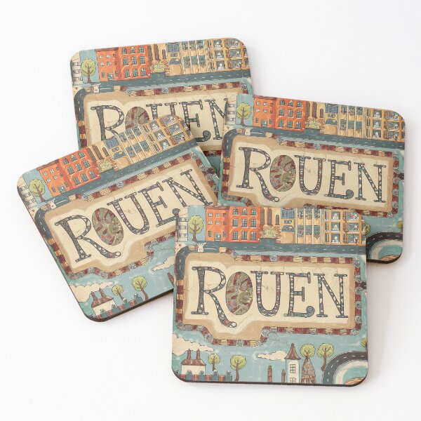 Item preview, Vintage Rouen City of France Whimsical Retro Doodle Typography Art designed and sold by Witty Shirts.