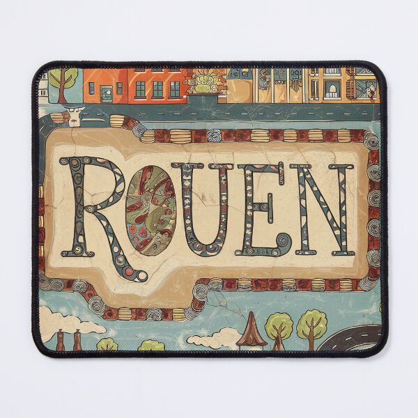 Item preview, Vintage Rouen City of France Whimsical Retro Doodle Typography Art designed and sold by Witty Shirts.