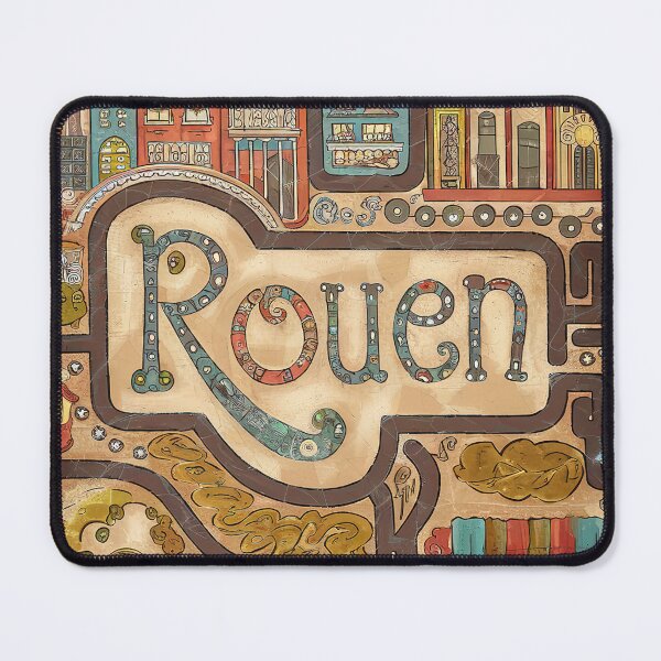 Item preview, Vintage Rouen City of France Whimsical Retro Doodle Typography Art designed and sold by Witty Shirts.