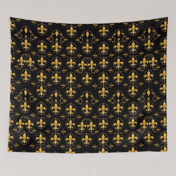 Item preview, Fleur-de-lis pattern dot  black and gold designed and sold by svarupa.