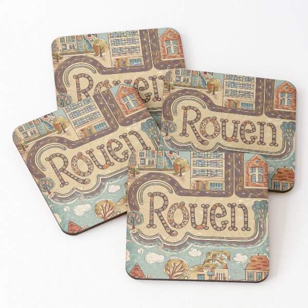 Item preview, Vintage Rouen City of France Whimsical Retro Doodle Typography Art designed and sold by Witty Shirts.