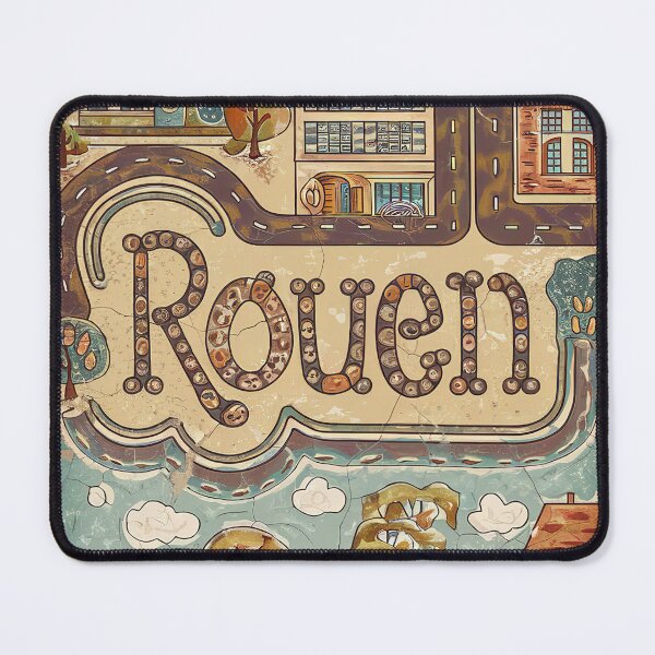 Item preview, Vintage Rouen City of France Whimsical Retro Doodle Typography Art designed and sold by Witty Shirts.
