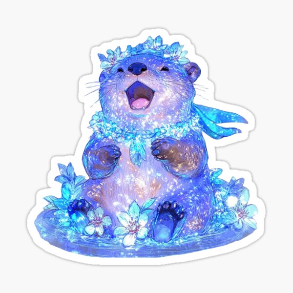 Item preview, sea otter Blue Pink Neon Love  designed and sold by pencil-art98.