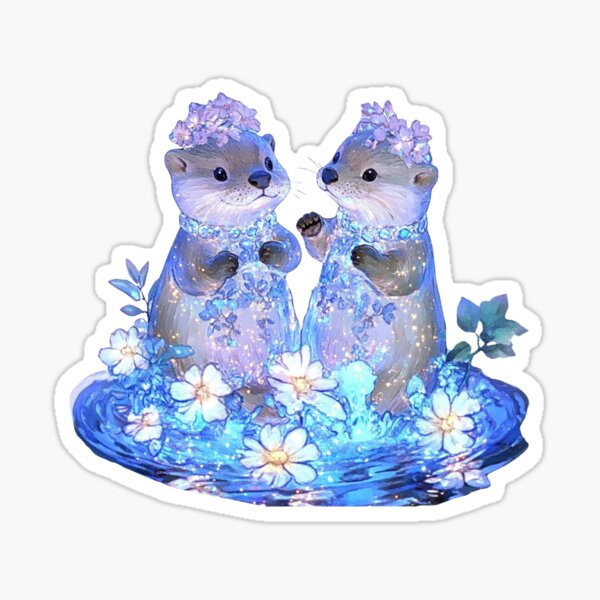Item preview, sea otter Blue Pink Neon Love  designed and sold by pencil-art98.