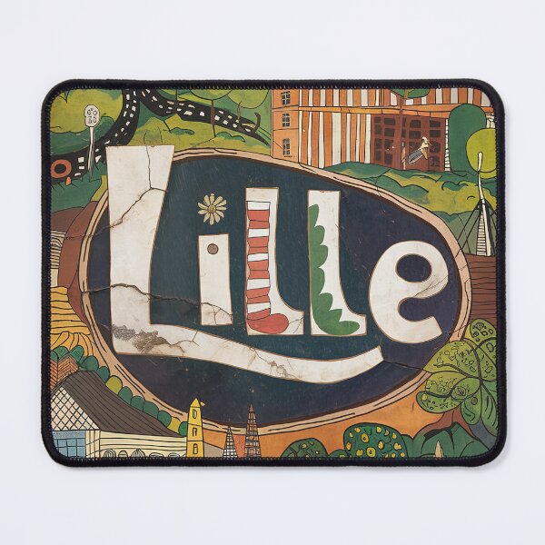 Item preview, Vintage Lille City of France Whimsical Retro Doodle Typography Art designed and sold by Witty Shirts.