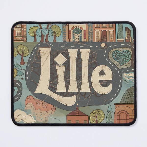 Item preview, Vintage Lille City of France Whimsical Retro Doodle Typography Art designed and sold by Witty Shirts.
