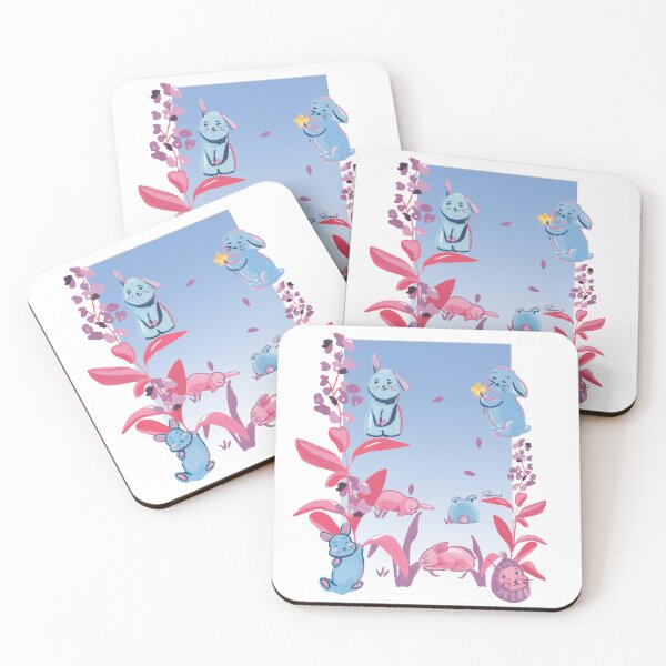 Item preview, Vibrant cute bunnies in the field designed and sold by sujeefineart.