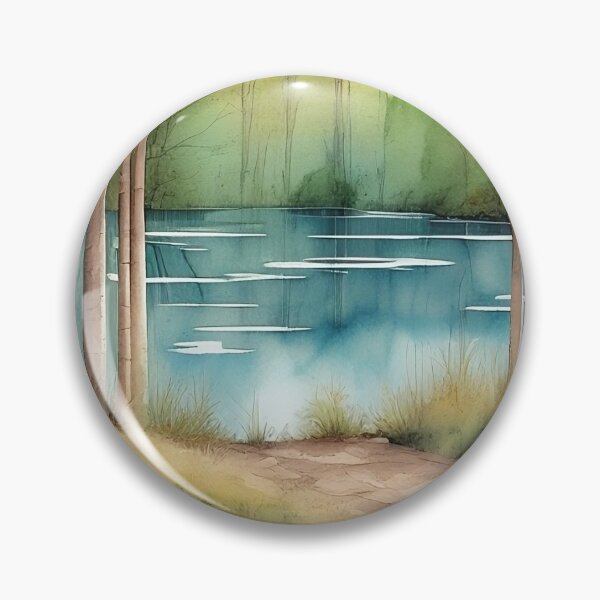 Item preview, Forest Lake in Summer Landscape Watercolor Painting | Watercolor Landscape | Watercolor Art | Watercolor Scenery designed and sold by UnhingedBird.