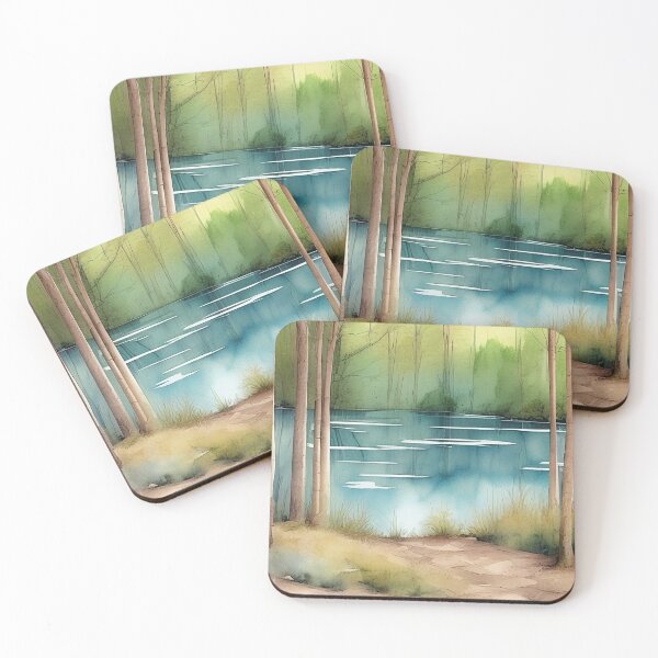 Item preview, Forest Lake in Summer Landscape Watercolor Painting | Watercolor Landscape | Watercolor Art | Watercolor Scenery designed and sold by UnhingedBird.