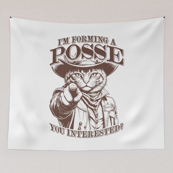 Item preview, Cat Cowboy Sheriff Forming Posse Funny Vintage Western Cats designed and sold by GrandeDuc.