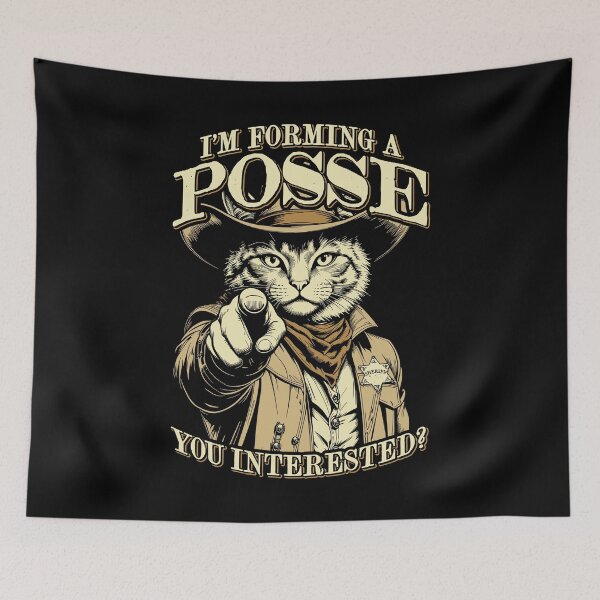 Item preview, Cat Cowboy Sheriff Forming Posse Funny Vintage Western Cats designed and sold by GrandeDuc.