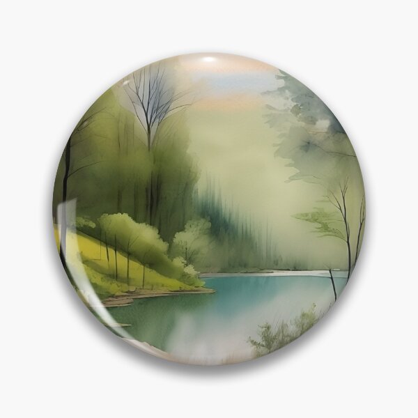 Item preview, Forest Lake in Summer Landscape Watercolor Painting | Watercolor Landscape | Watercolor Art | Watercolor Scenery designed and sold by UnhingedBird.