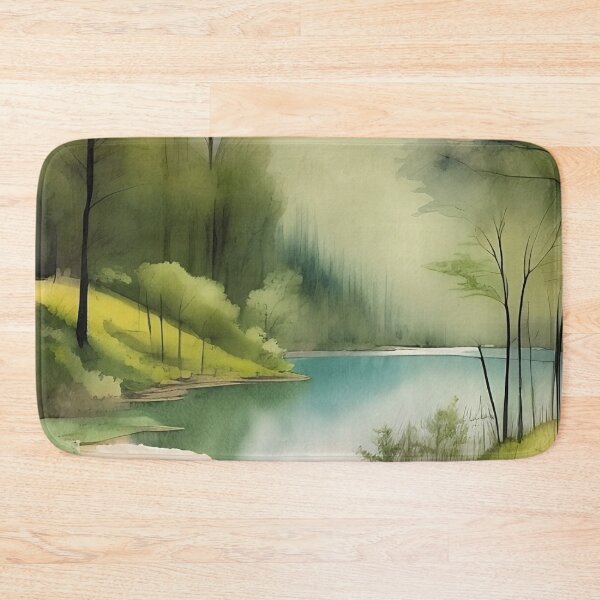Item preview, Forest Lake in Summer Landscape Watercolor Painting | Watercolor Landscape | Watercolor Art | Watercolor Scenery designed and sold by UnhingedBird.