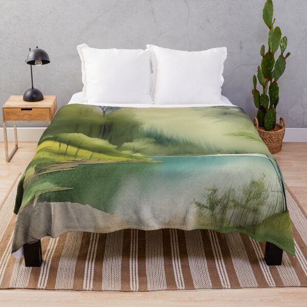 Item preview, Forest Lake in Summer Landscape Watercolor Painting | Watercolor Landscape | Watercolor Art | Watercolor Scenery designed and sold by UnhingedBird.
