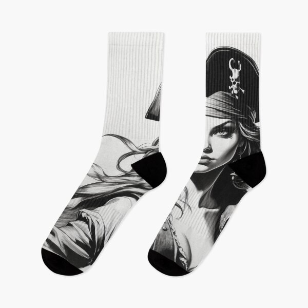Item preview, Silhouette of the Pirate Queen - Monochrome Nautical Art designed and sold by photoparadise22.
