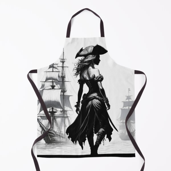 Item preview, Silhouette of the Pirate Queen - Monochrome Nautical Art designed and sold by photoparadise22.