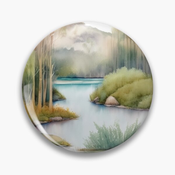 Item preview, Forest Lake in Summer Landscape Watercolor Painting | Watercolor Landscape | Watercolor Art | Watercolor Scenery designed and sold by UnhingedBird.
