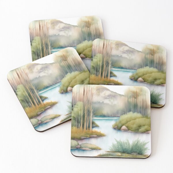 Item preview, Forest Lake in Summer Landscape Watercolor Painting | Watercolor Landscape | Watercolor Art | Watercolor Scenery designed and sold by UnhingedBird.