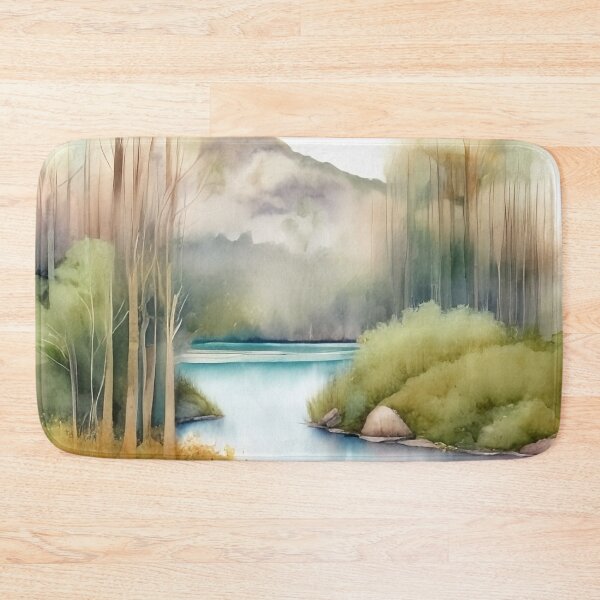 Item preview, Forest Lake in Summer Landscape Watercolor Painting | Watercolor Landscape | Watercolor Art | Watercolor Scenery designed and sold by UnhingedBird.