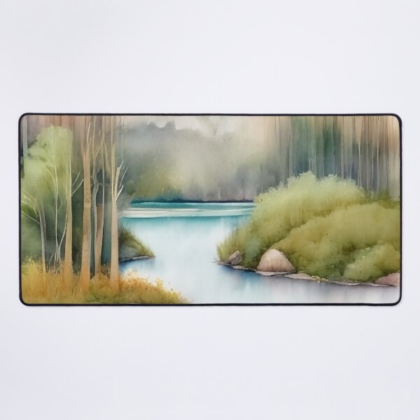 Item preview, Forest Lake in Summer Landscape Watercolor Painting | Watercolor Landscape | Watercolor Art | Watercolor Scenery designed and sold by UnhingedBird.