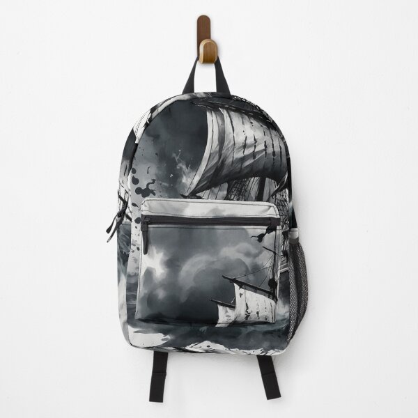 Item preview, Majestic Pirate Ship in Storm - Black and White Art designed and sold by photoparadise22.