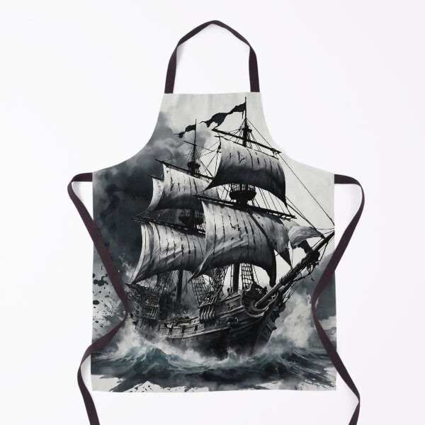 Item preview, Majestic Pirate Ship in Storm - Black and White Art designed and sold by photoparadise22.